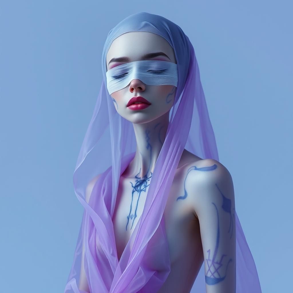 Ethereal Female Figure in Biomechanical Art Style