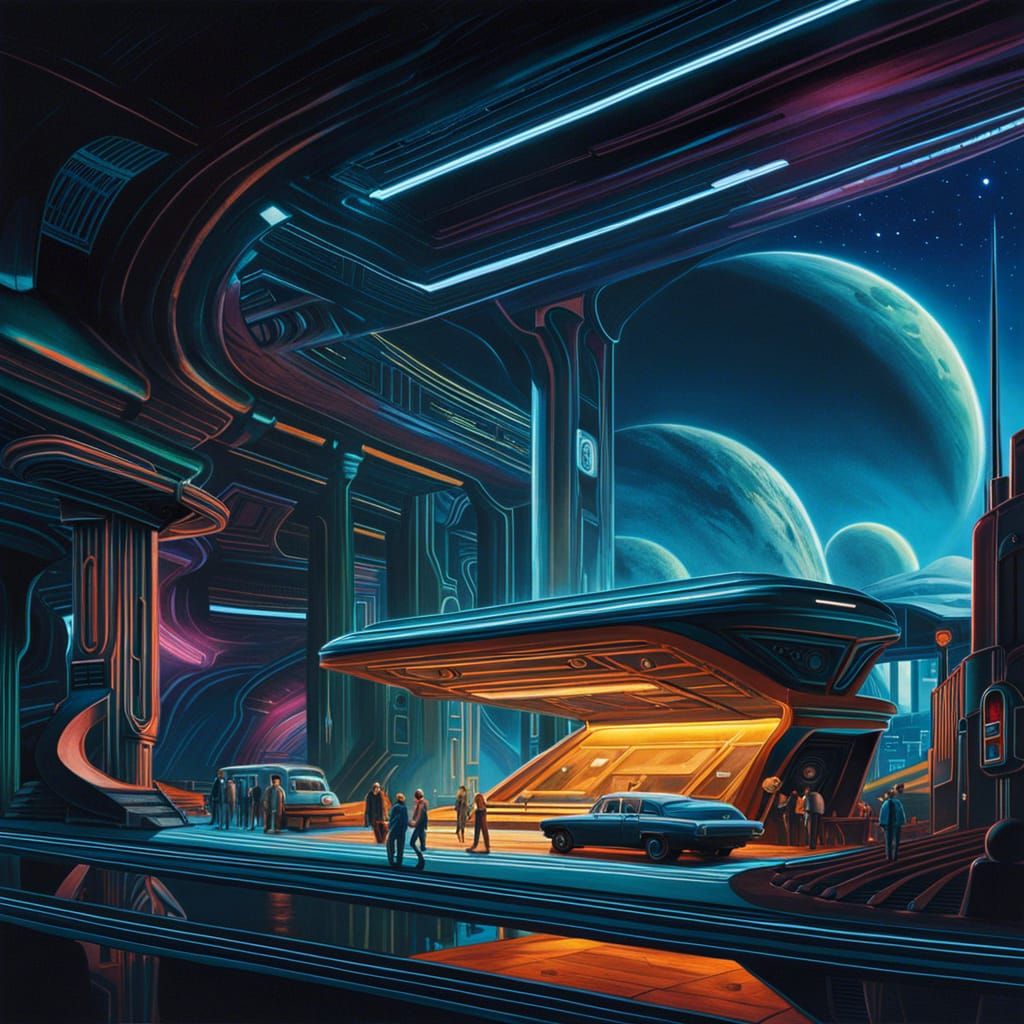 Bioluminescent Alien in Sci-Fi Coffee Shop