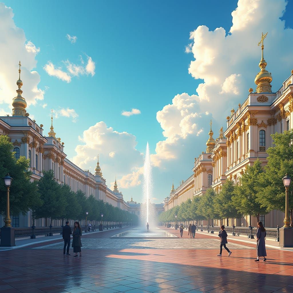 Majestic Saint Petersburg Promenade: Fantasy Concept Art