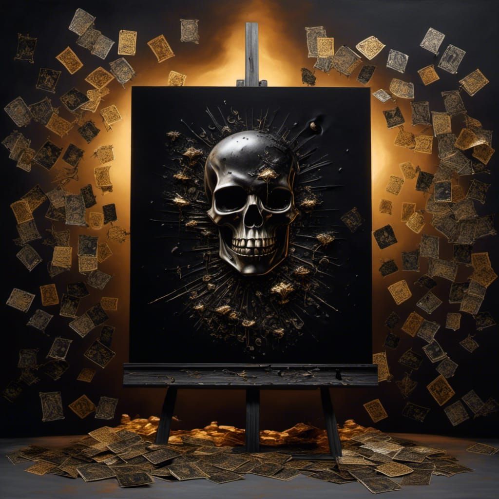 Magician Tarot Card in Matte Black Grunge Style