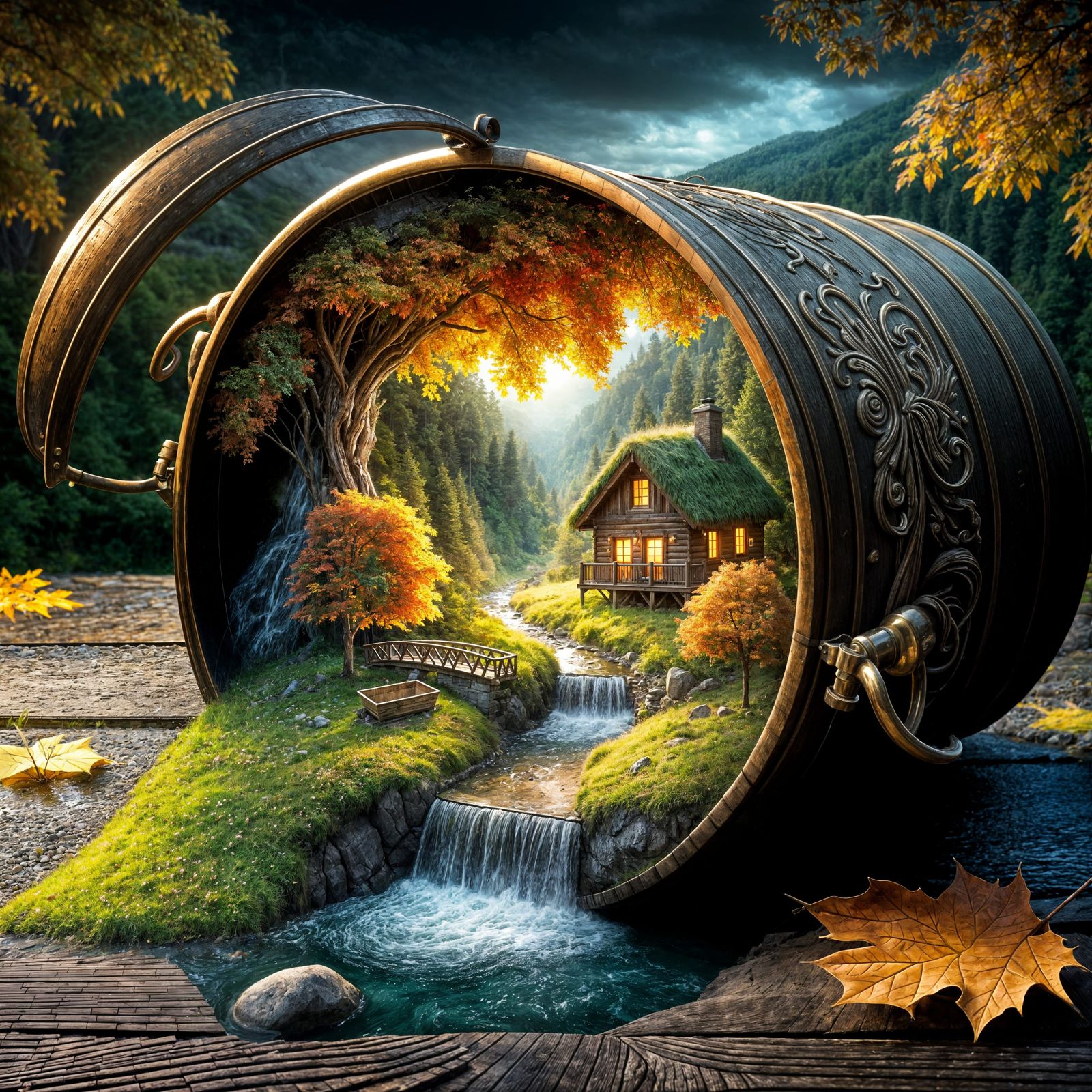 Vintage Brass Bucket Reveals Enchanted Miniature World