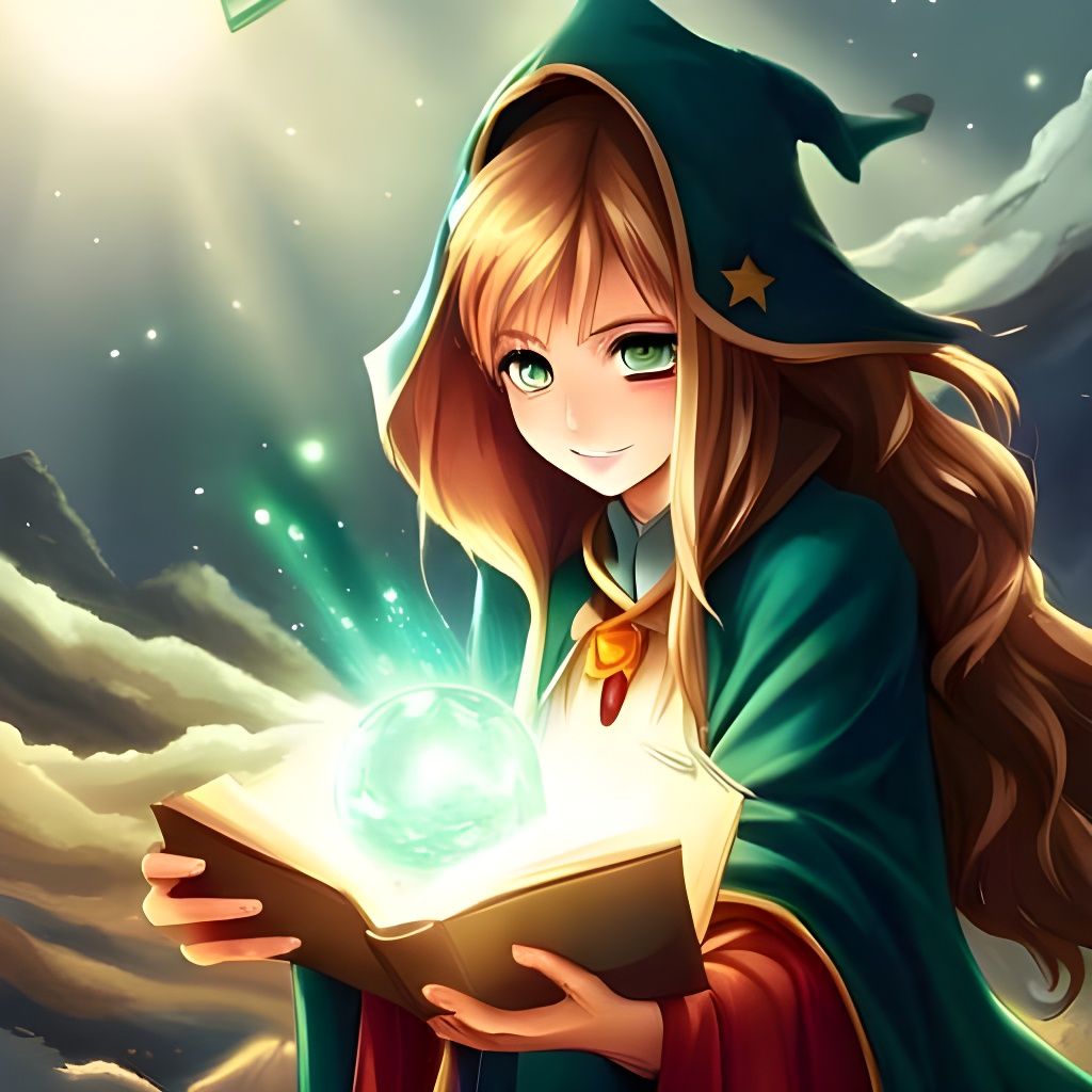 Anime Style Female Wizard with Fireball