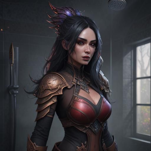 Detailed Matte Painting of Woman Showering