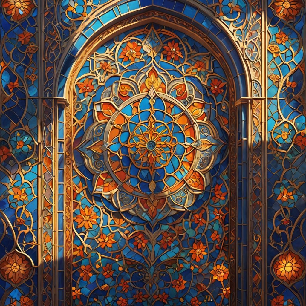 Colorful Moroccan Window in Stained Glass