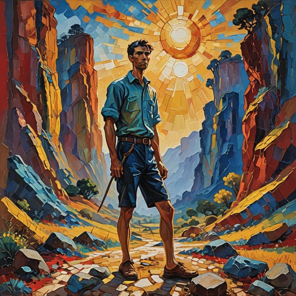 David and Goliath as Neo-Impressionist Oil Painting