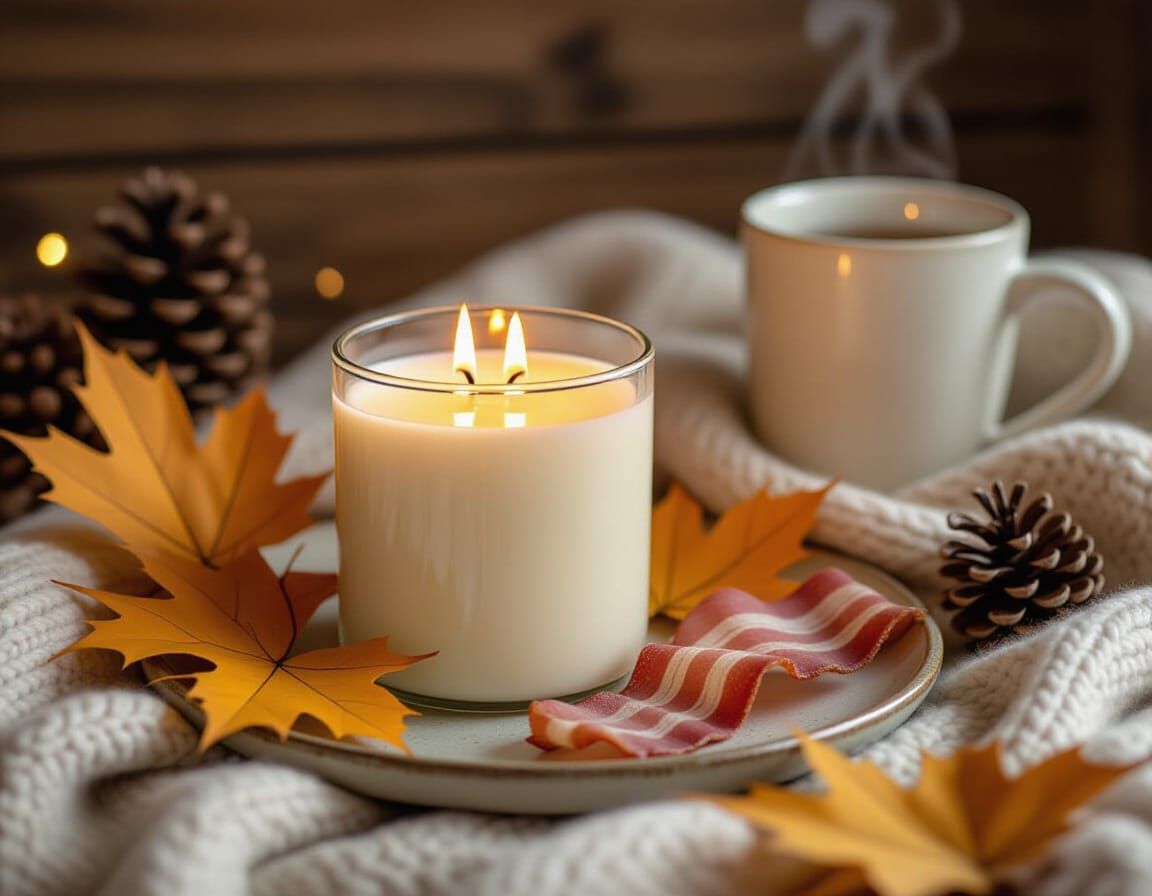 Cozy Autumn Candle with Golden Light