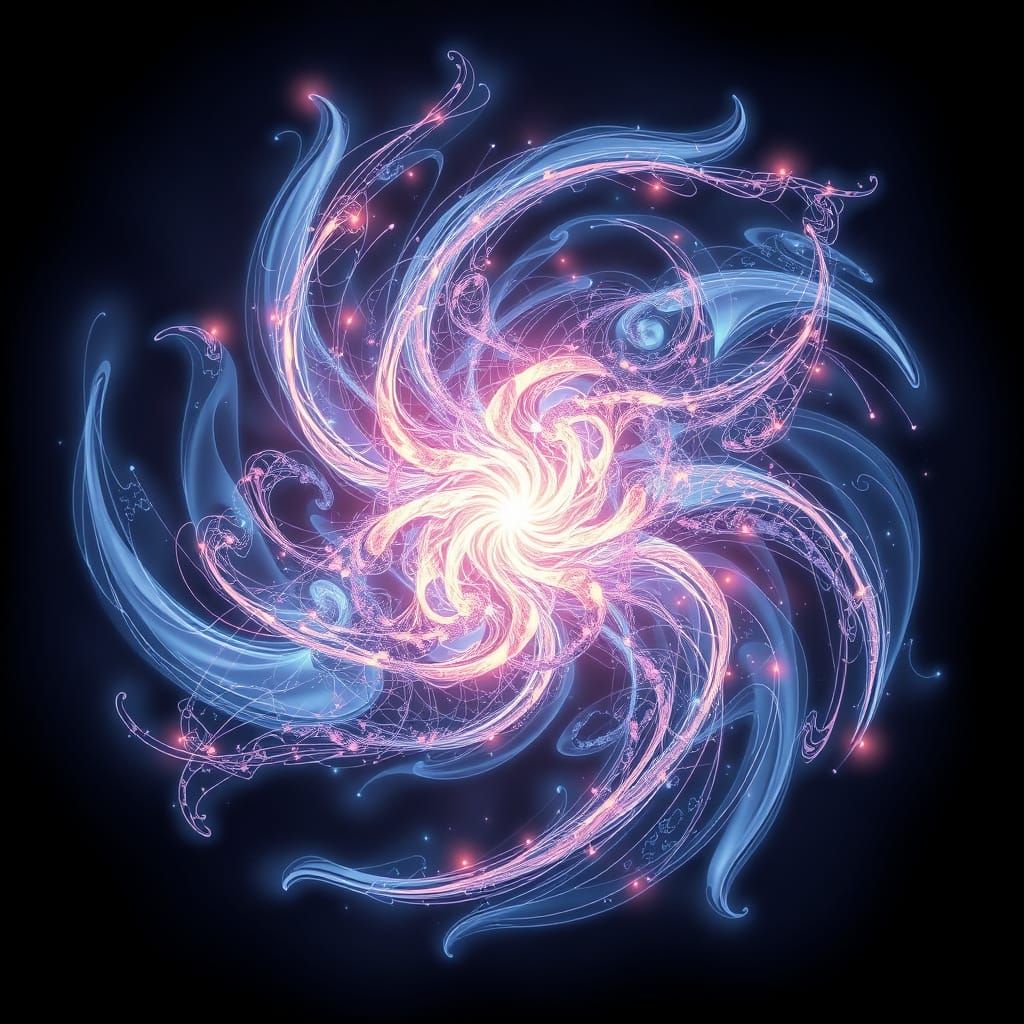 Ethereal Astral Form in Vibrant Fractal Patterns