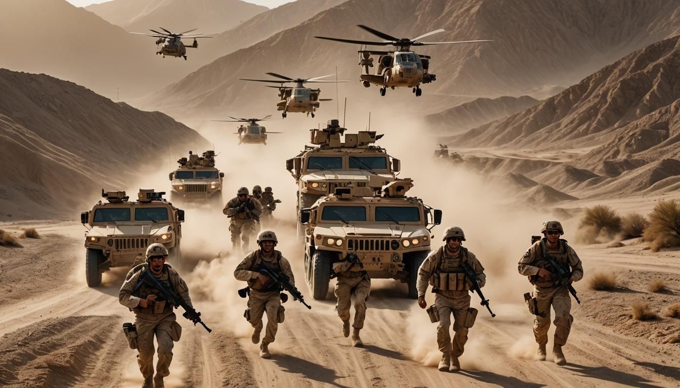 Marines Charge in Afghanistan: Hyper-Realistic War Photo