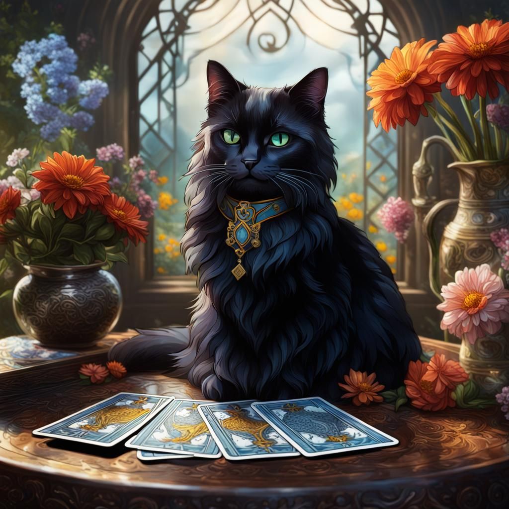 Tuxedo Cat Tarot Card Still Life