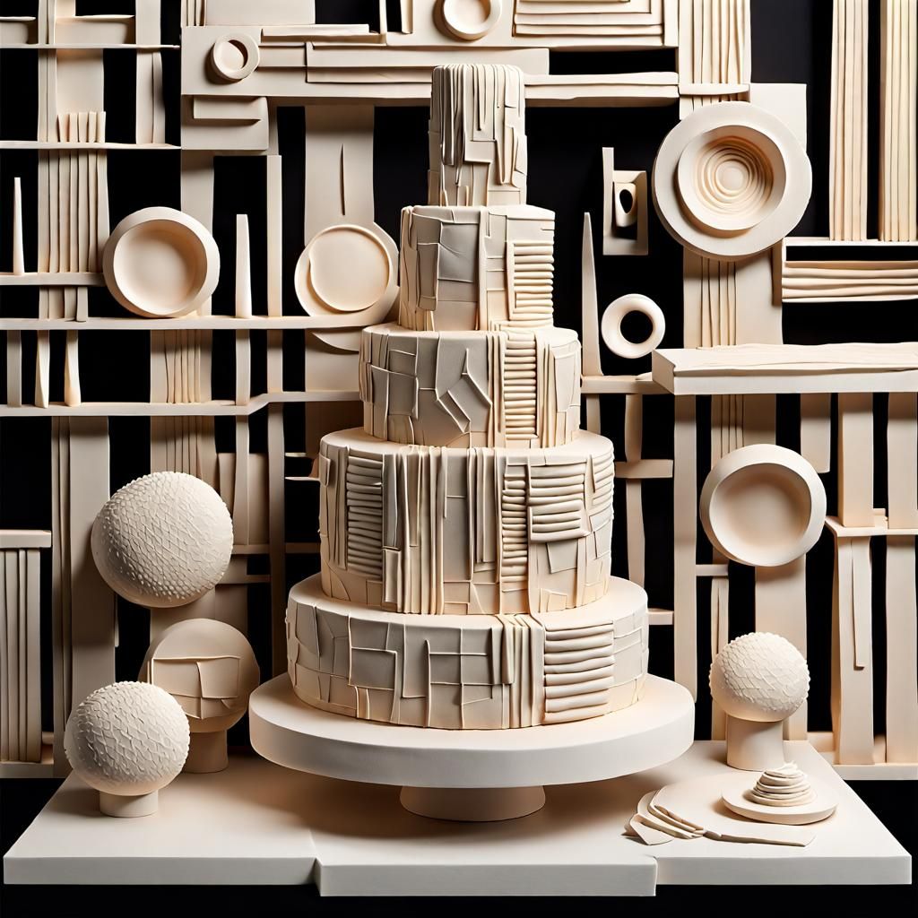 Textured Cake Sculpture in Nevelson Style