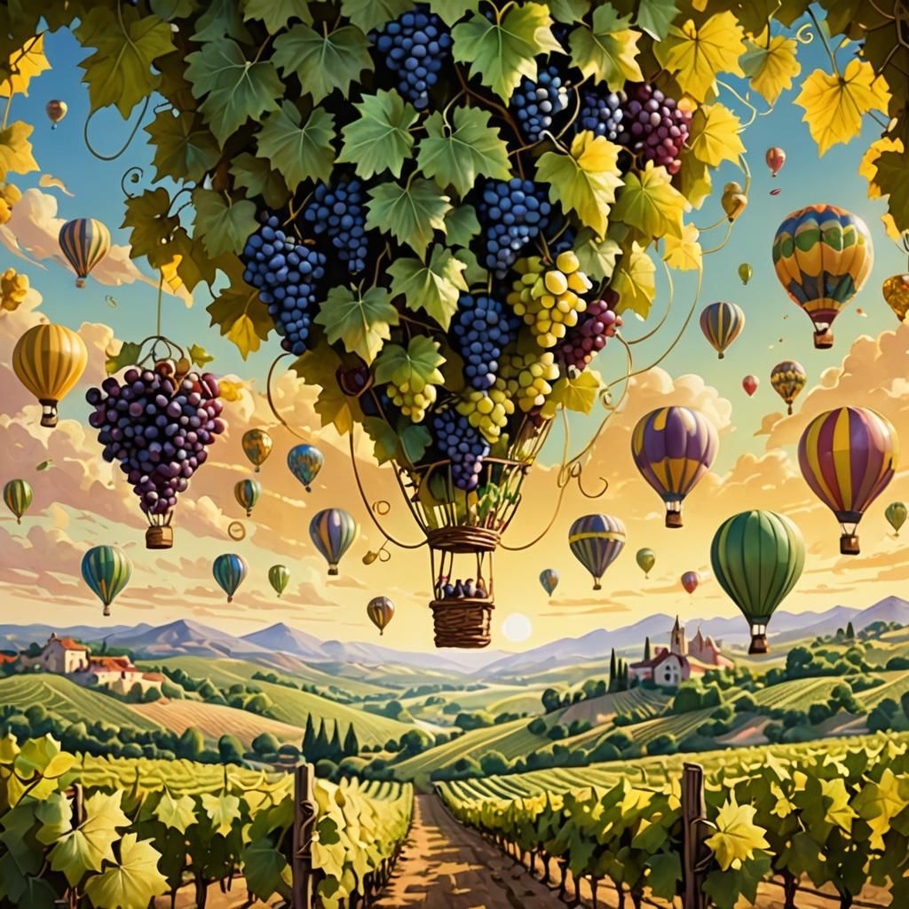Whimsical Wine Bottle Turns Into Grapevine Balloons