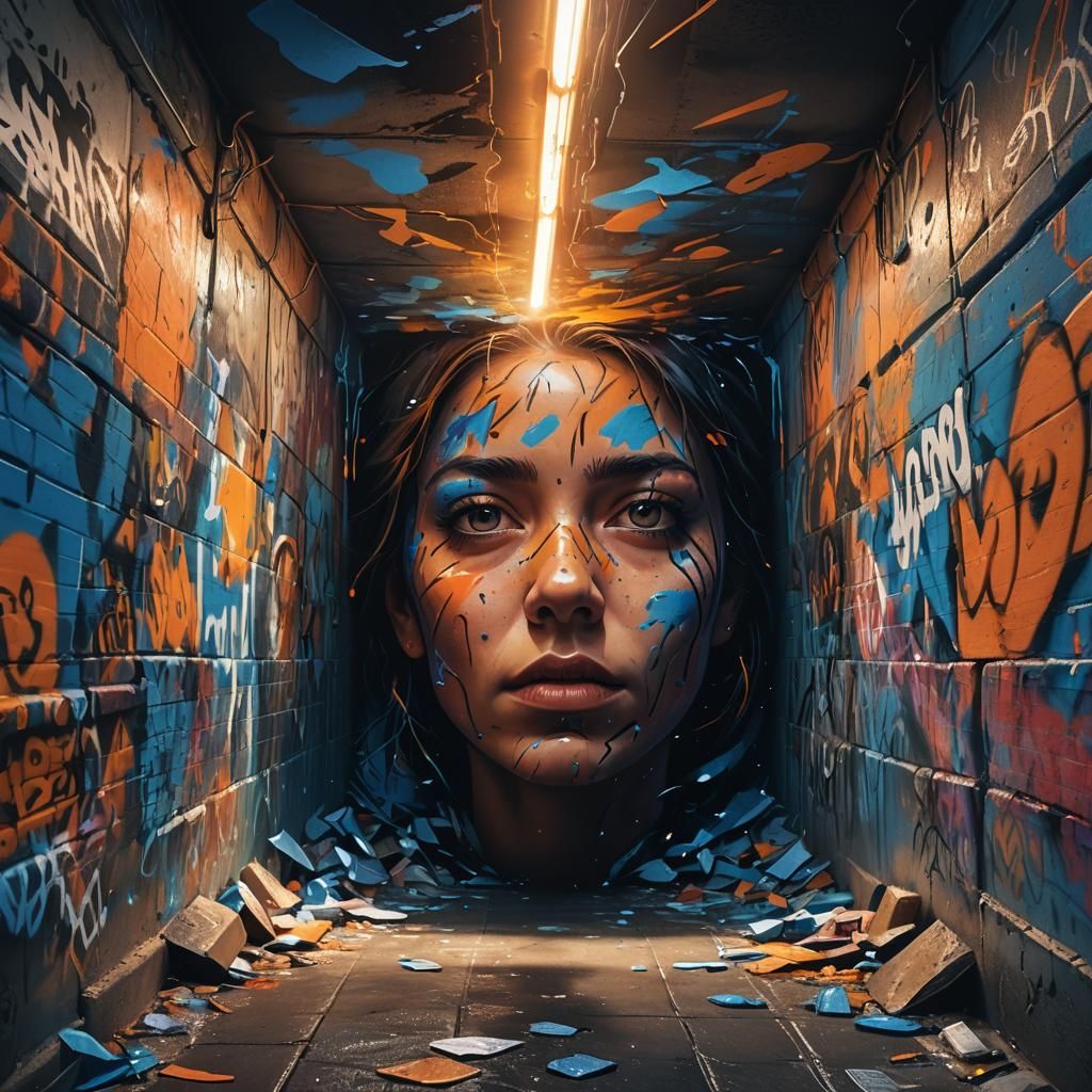 Surreal, High-Contrast Cityscape in Hyperrealistic Concept A...