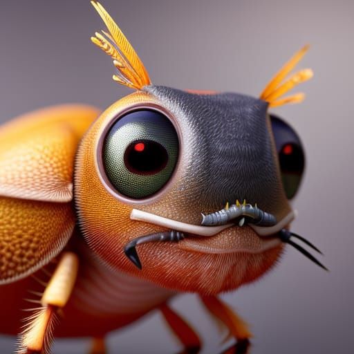 Chibi Cockroach Portrait in Digital Illustration Style