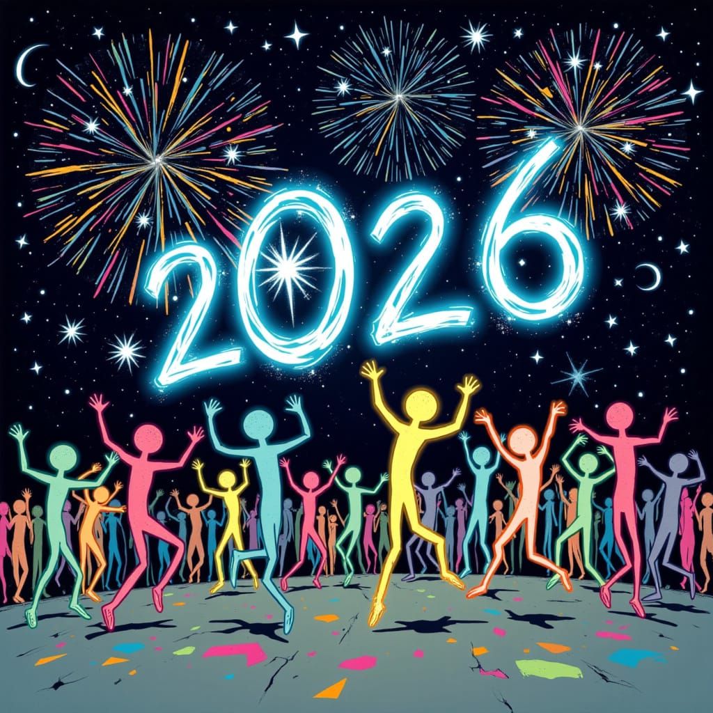 Aliens Celebrate New Year's Eve with Fireworks