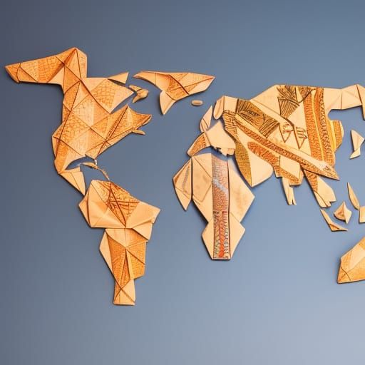 Origami Africa Sculpture with Paper Animals