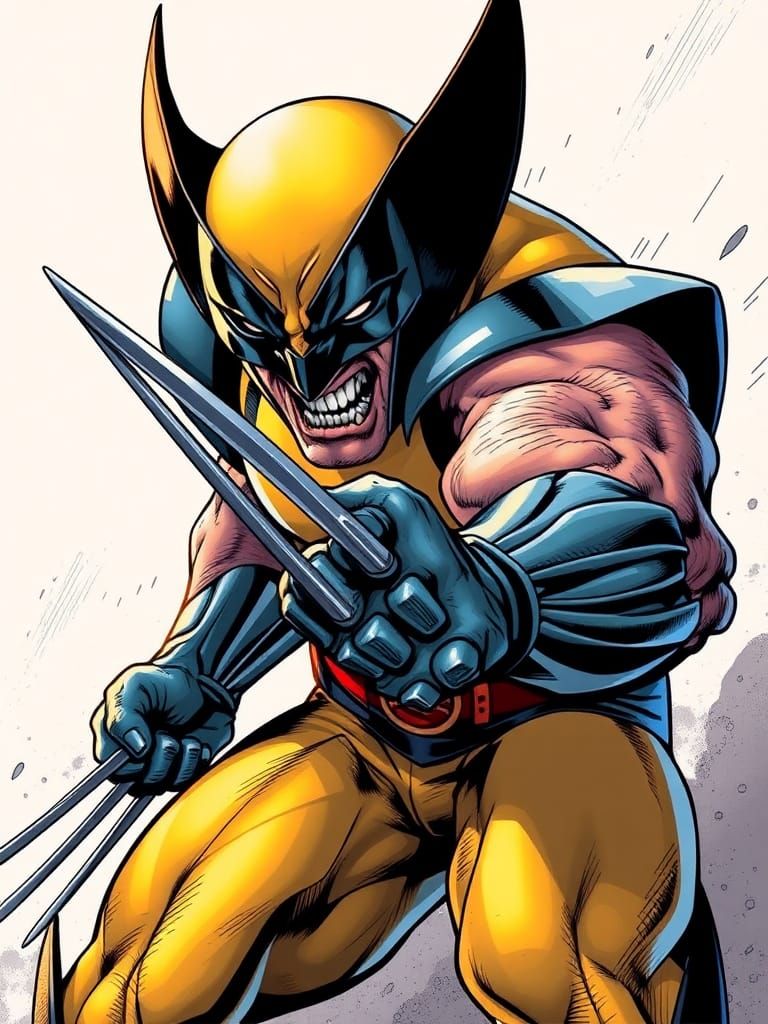 Wolverine Snikt Action in Comic Book Style