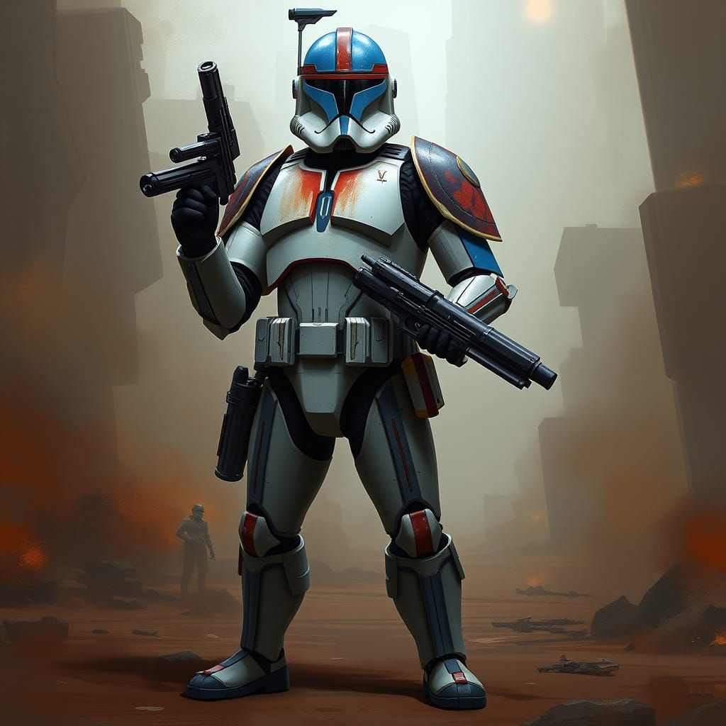 Clone Trooper in Galactic Republic Environment, Digital Art