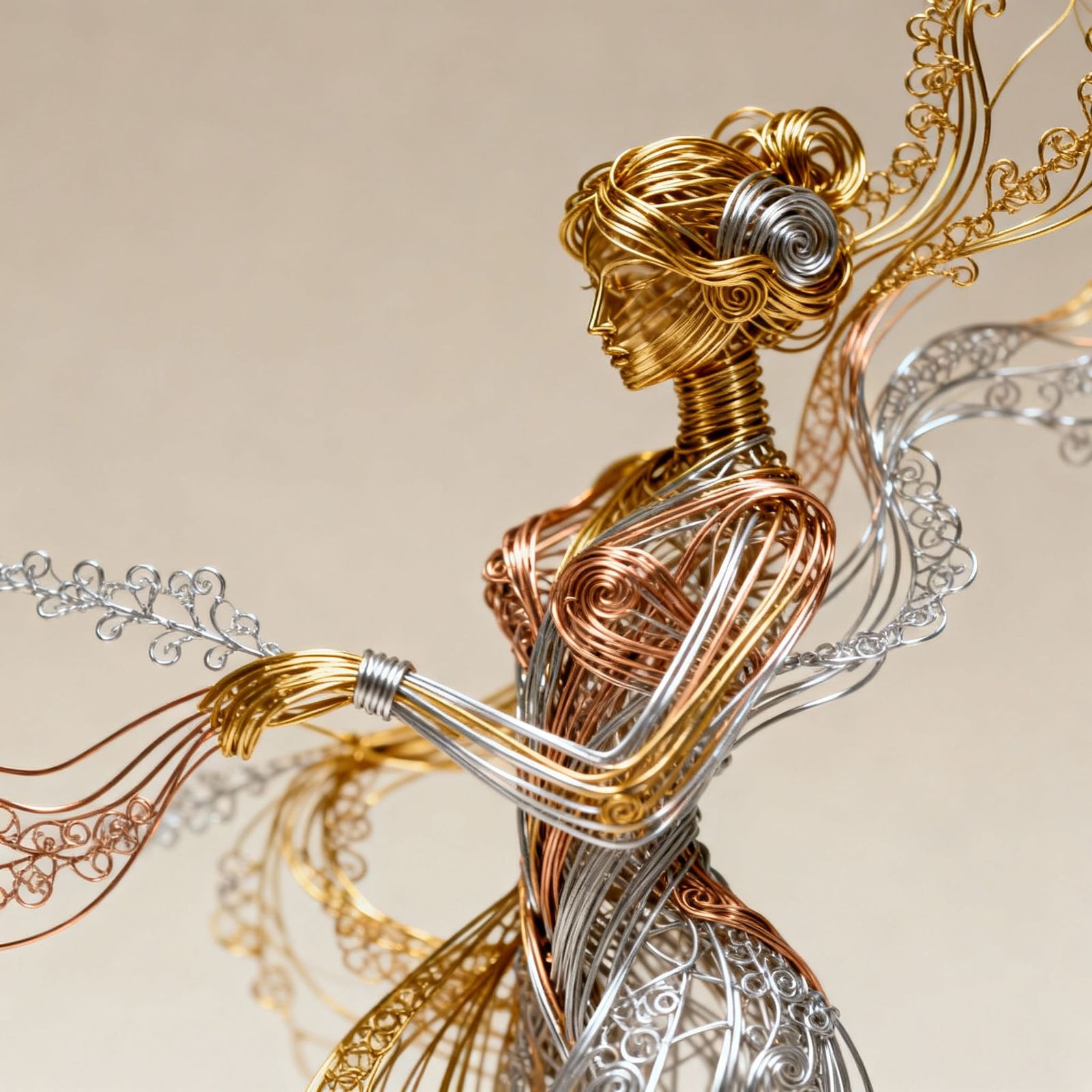 Intricate Wire Sculpture of Hyper Feminine Expression