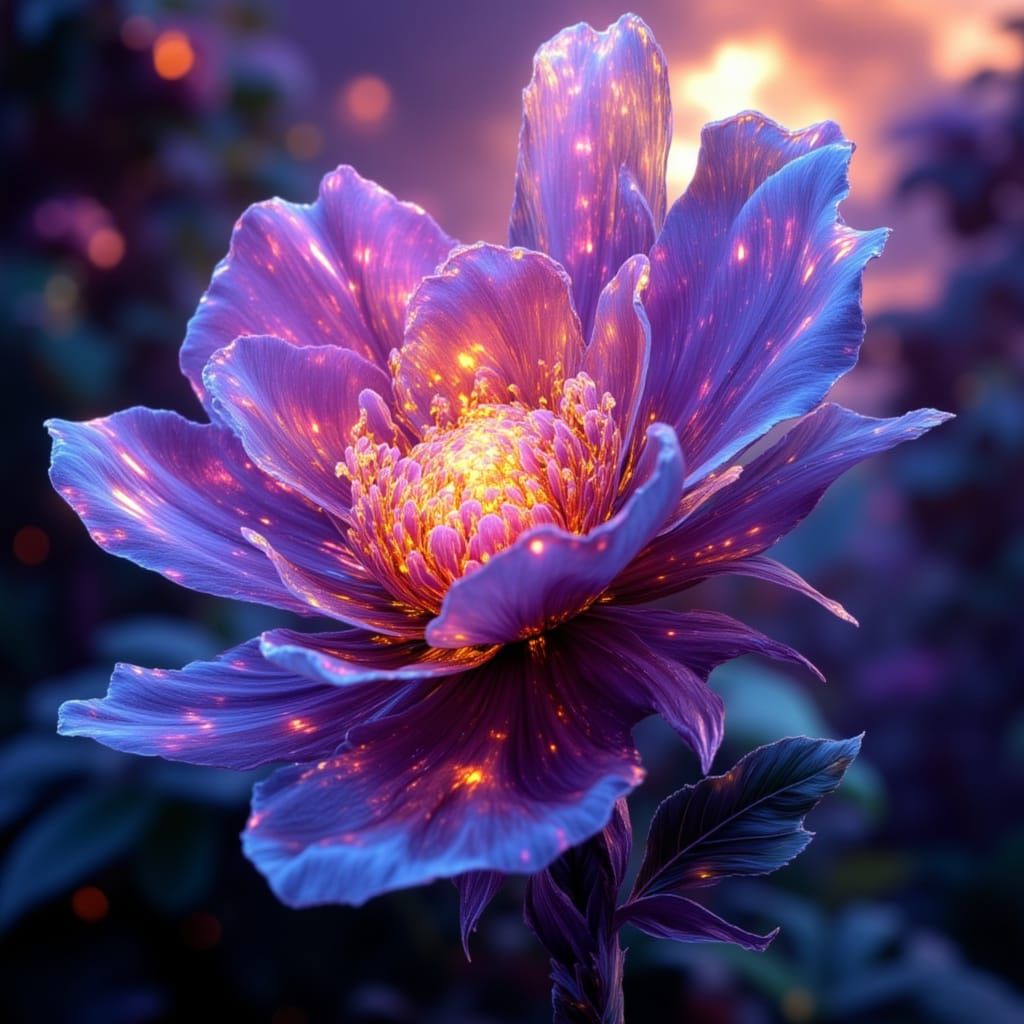 Glowing Magical Flower With Hypnotic Psychedelic Pattern