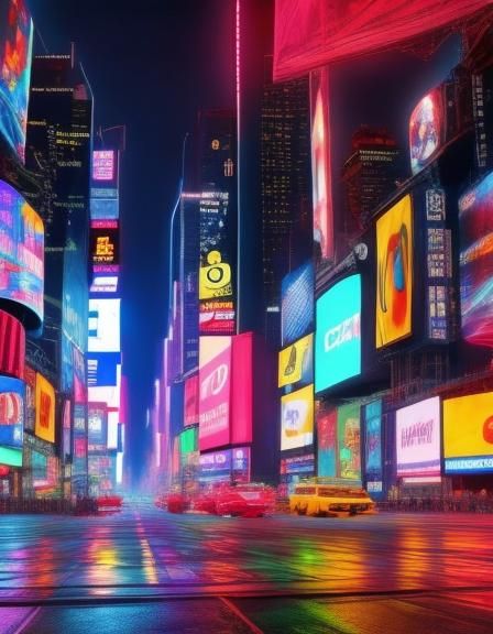 Times Square at Night in Cyberpunk Style