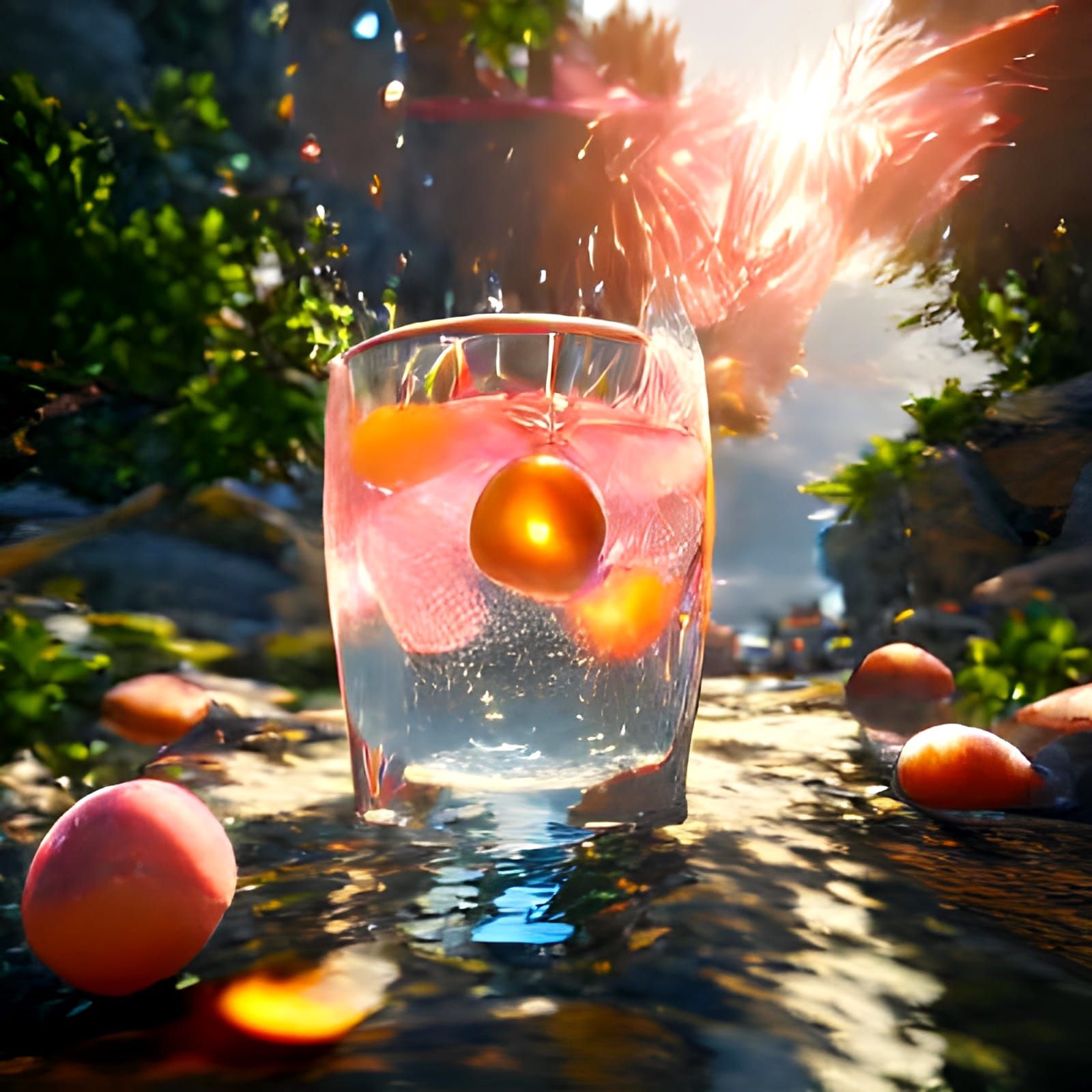 CryEngine Hyperdetailed Epic Explosion in Vibrant Peach Pink
