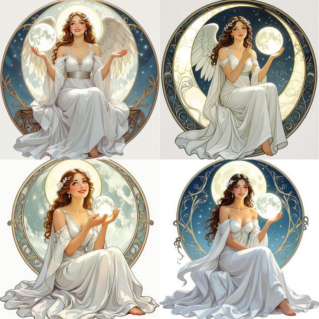 Ethereal Moon Angel with Silver Moon