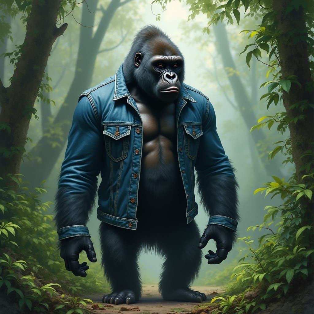 Surreal Jungle Encounter in Frazetta-Inspired Art