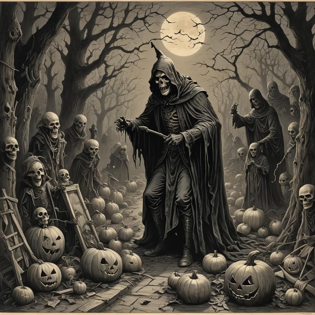 Horror Halloween Decorations in Doré Style