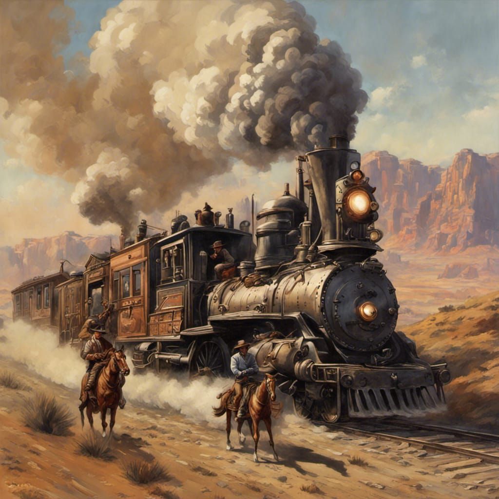 Wild West Horseback Pursuit of a Money Train