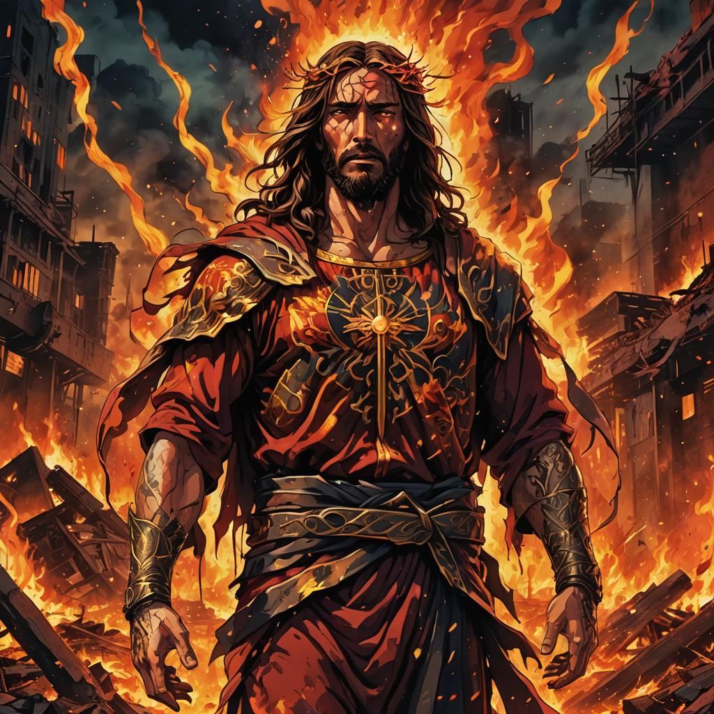 Badass Jesus in Fiery Anime Apocalypse