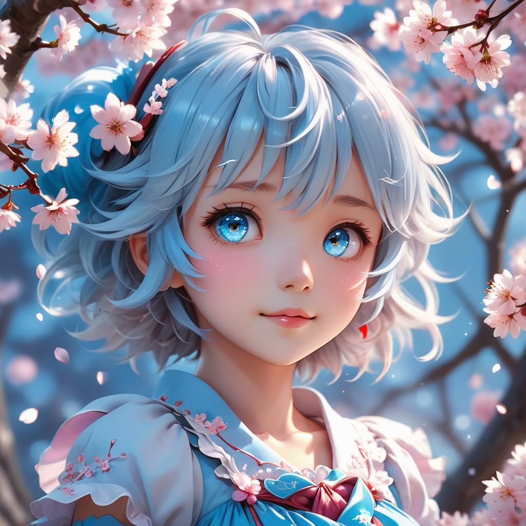 Cirno Portrait in Hyper-Realistic Anime Style