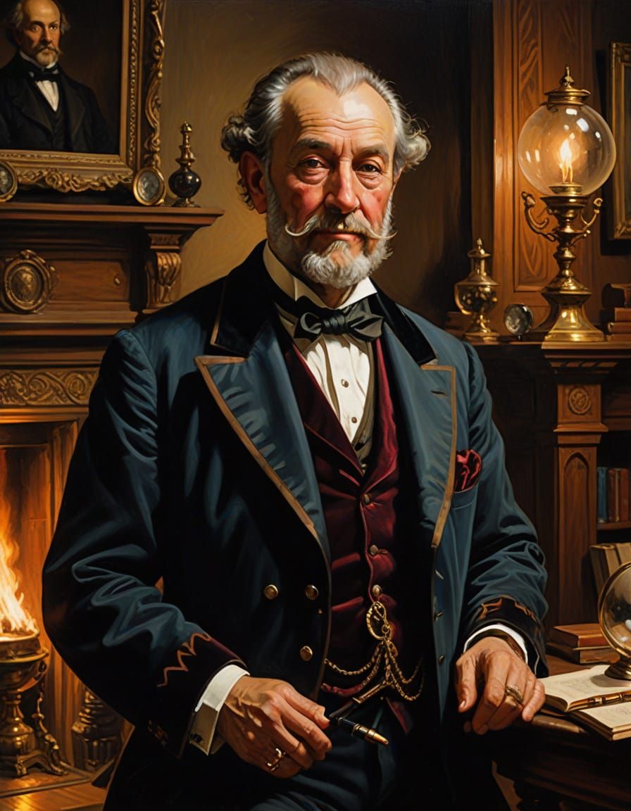 Regal Gentleman Portrait in Classic Oil Painting Style