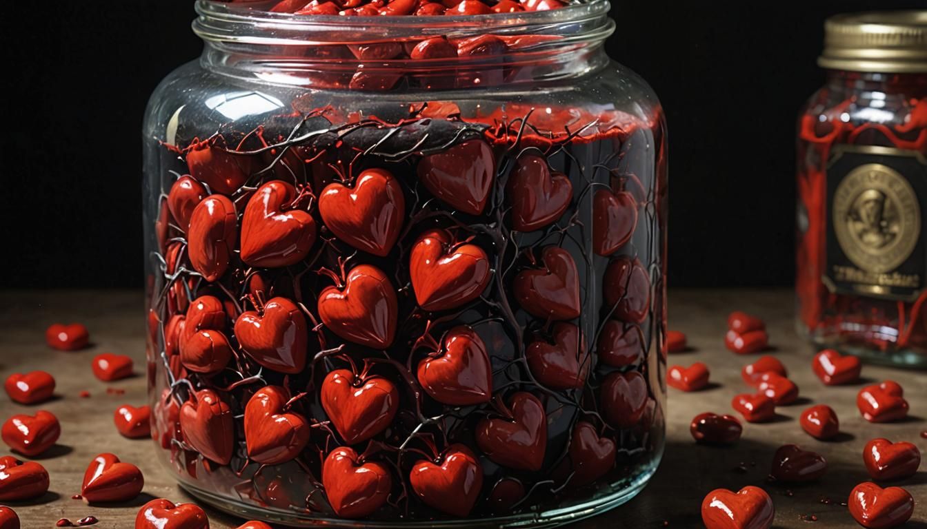 Jar of Hearts: Grotesque Candy Art Illustration