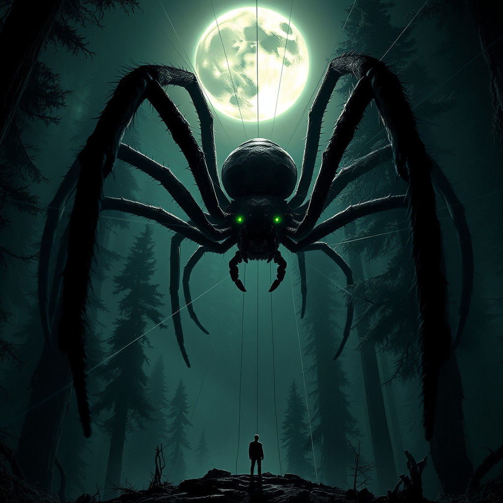 Gargantuan Four-Eyed Spider in Redwood Forest