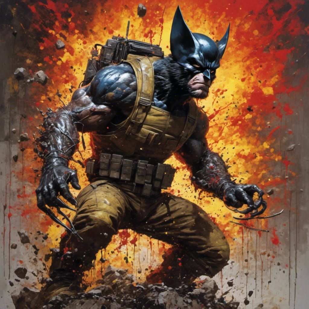 Wolverine with Ghostbuster Pack as Oil Painting