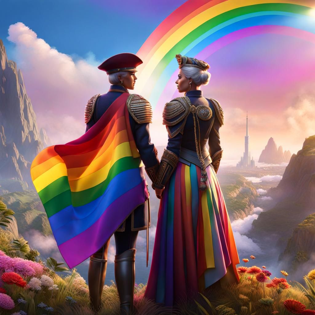 a queer utopia, lesbian couples, gay couples, trans people, ...