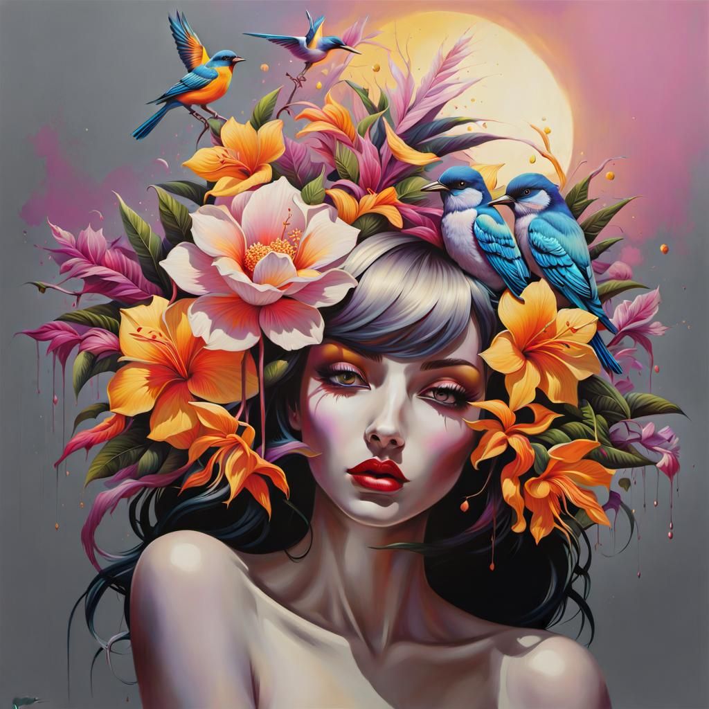 Exotic Jungle Illuminated: Graffiti Art in Moonlight