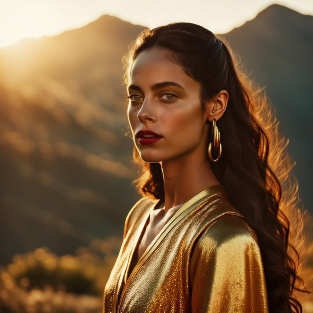 Golden Hour Portrait: Brown-Skinned Beauty at Sunset