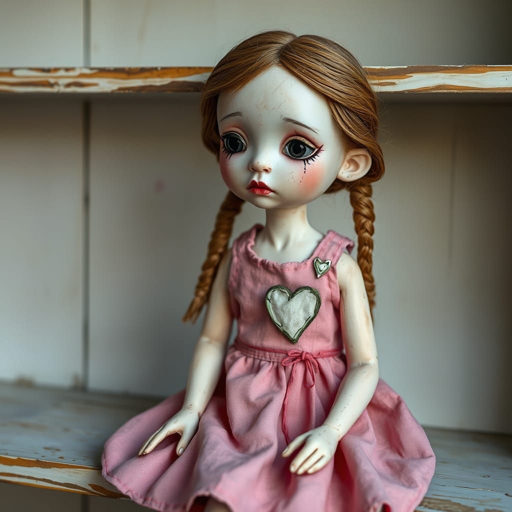 Forlorn Porcelain Doll in Art Brut Fairytale Style