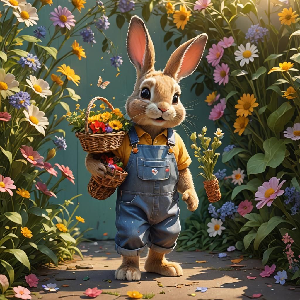 Pixar Style Bunny Rabbit with Basket