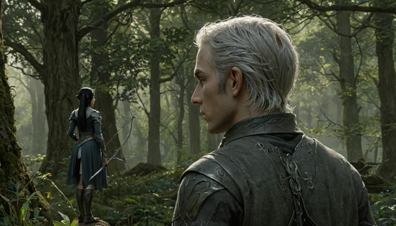 Dark Elf Knight Observes Elf Maiden