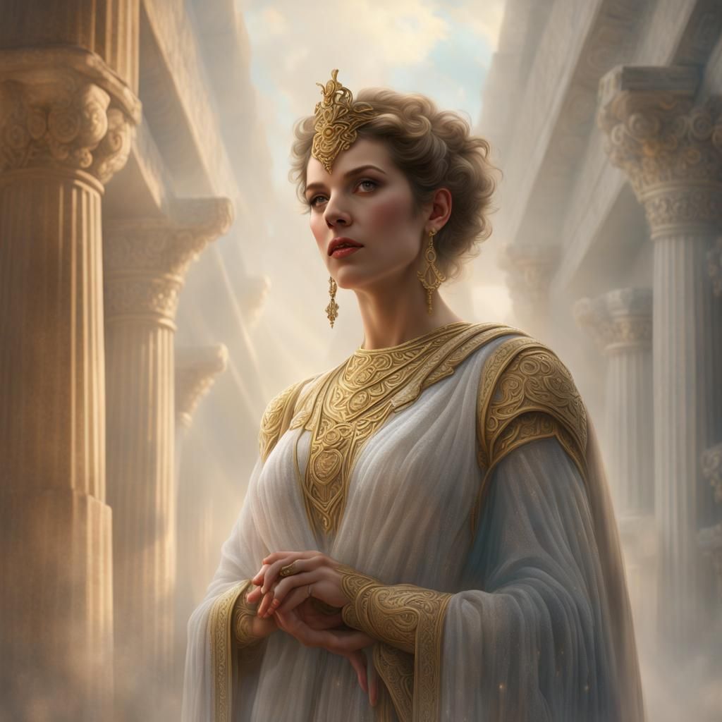 Apollo's Priestess in Ancient Greece, Detailed Matte Paintin...