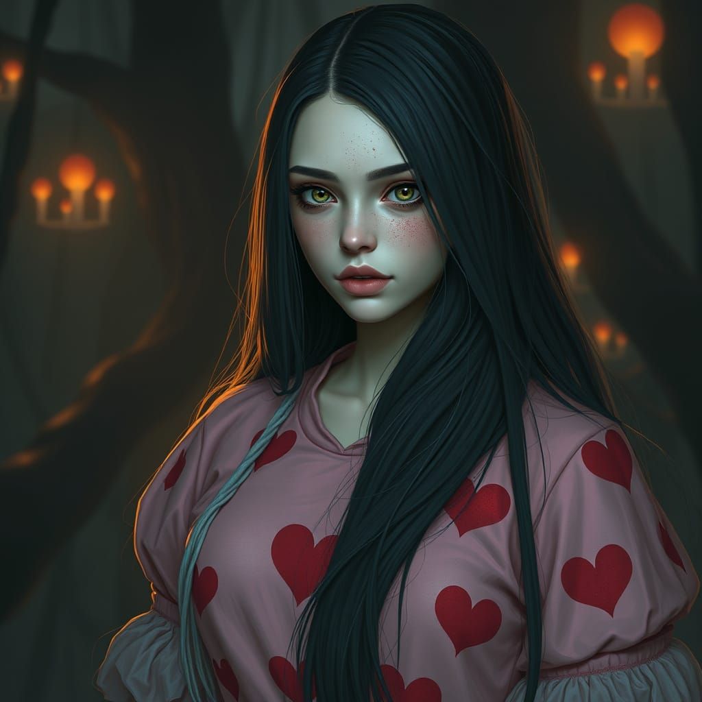 Mystical Portrait of Woman with Long Hair in Digital Art