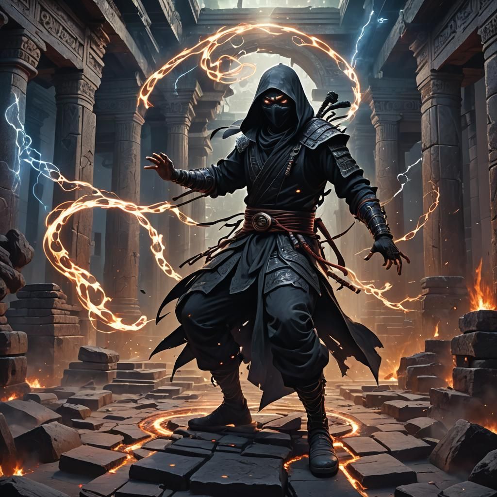 Evil Ninja Dark Ritual: Holographic Astral Illustration