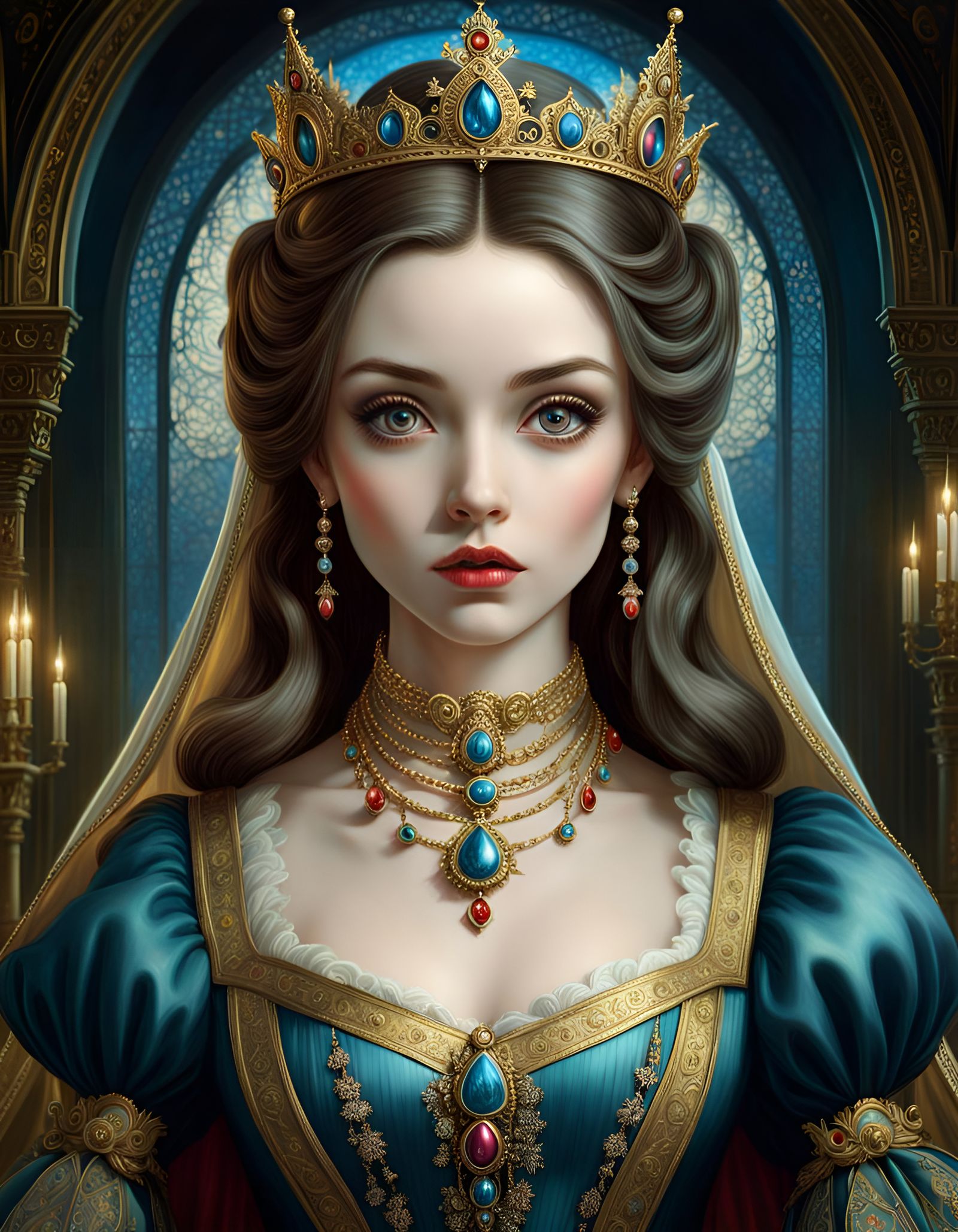 Medieval Lady Portrait in Hyperrealistic Style
