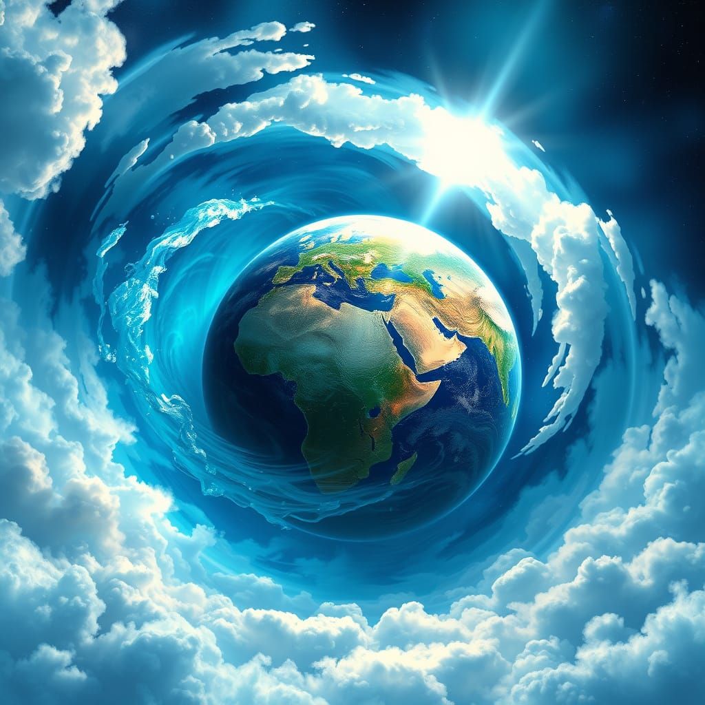 Surreal Digital Painting of Earth in Celestial Atmosphere