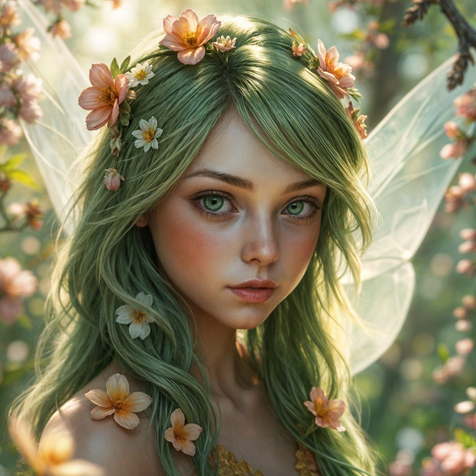 Spring Fairy Portrait in Hyperdetailed Concept Art