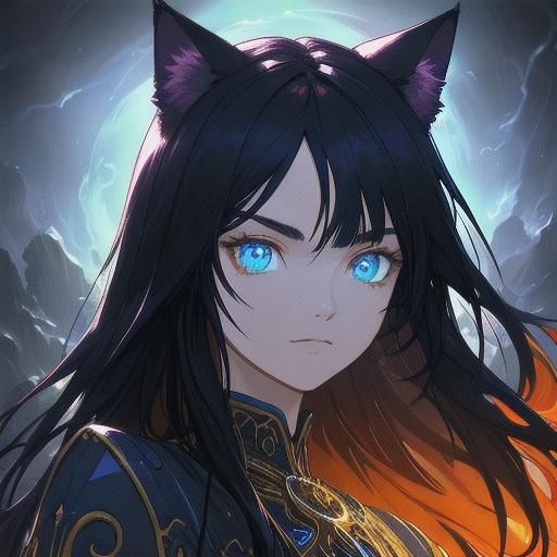 Fantasy Portrait of Cat-Eared Girl in Digital Art