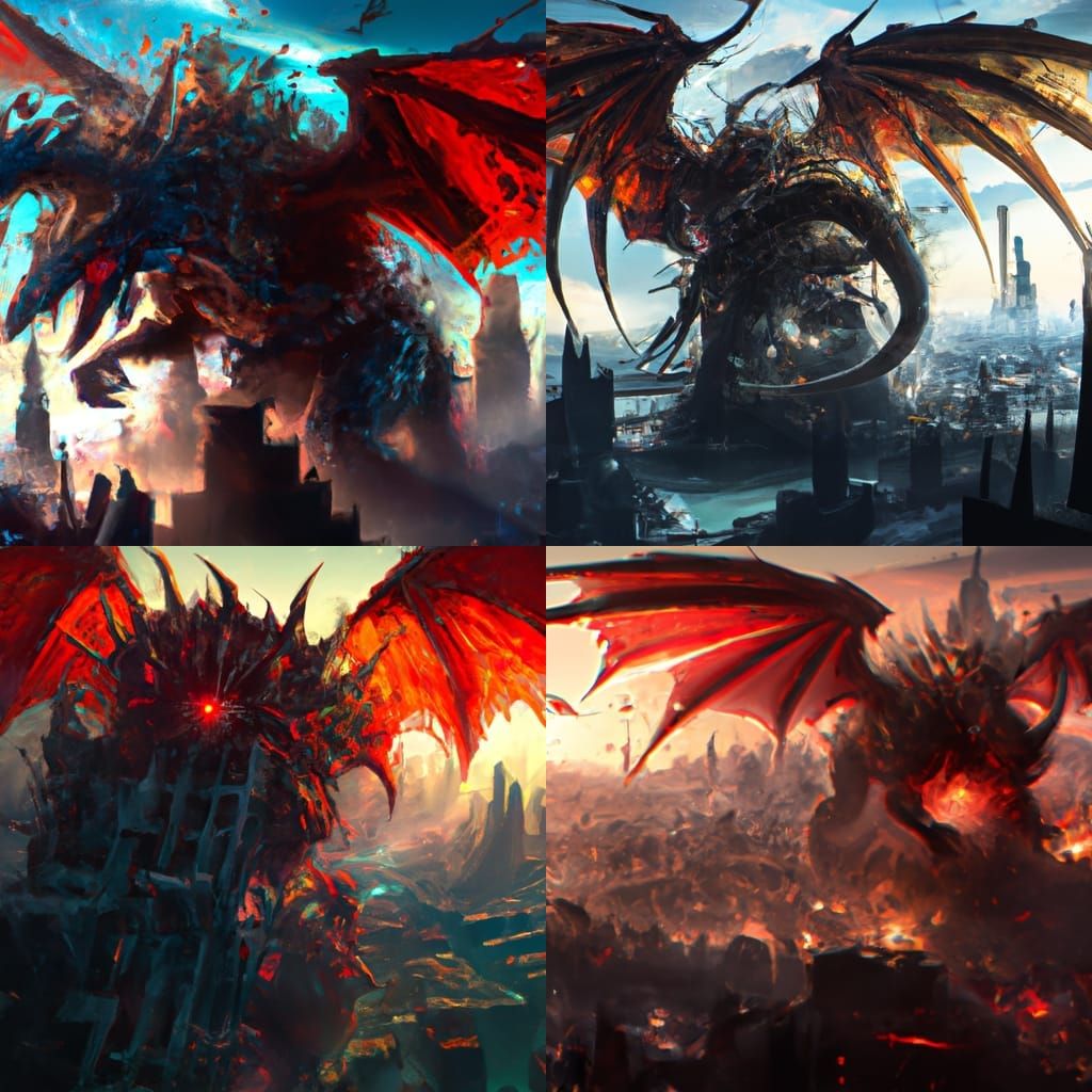 Mangled Beast Destroys City: Dark Fantasy Concept Art