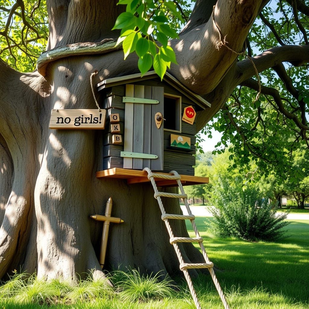 Whimsical Treehouse Playhouse in Oak Tree